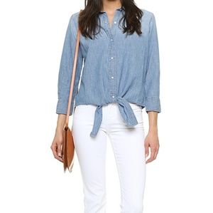 Current/Elliott The Western Tie Front Top Chambray